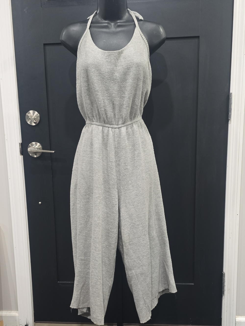Urban Renewal Light Gray Ribbed Halter Jumpsuit Sz M